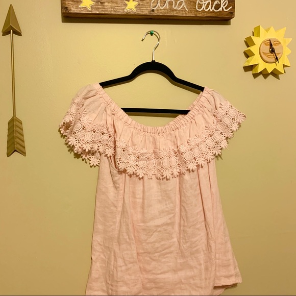 Light Pink Off the Shoulder Top - Picture 1 of 2